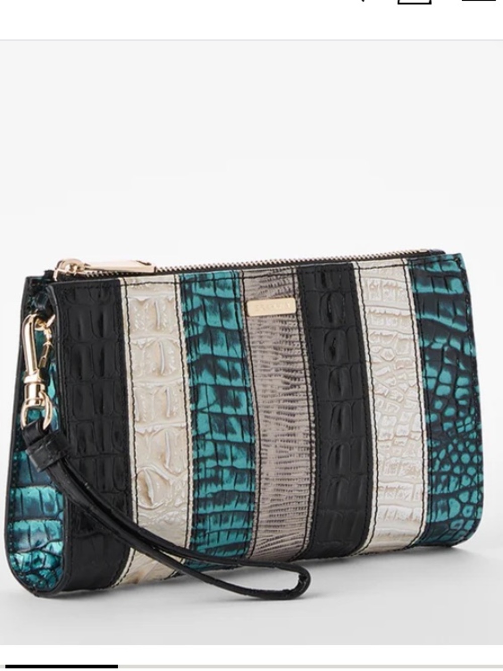 💎NWT Brahmin Blue Patina Flashback DAISY Wristlet / Clutch / Cosmetic